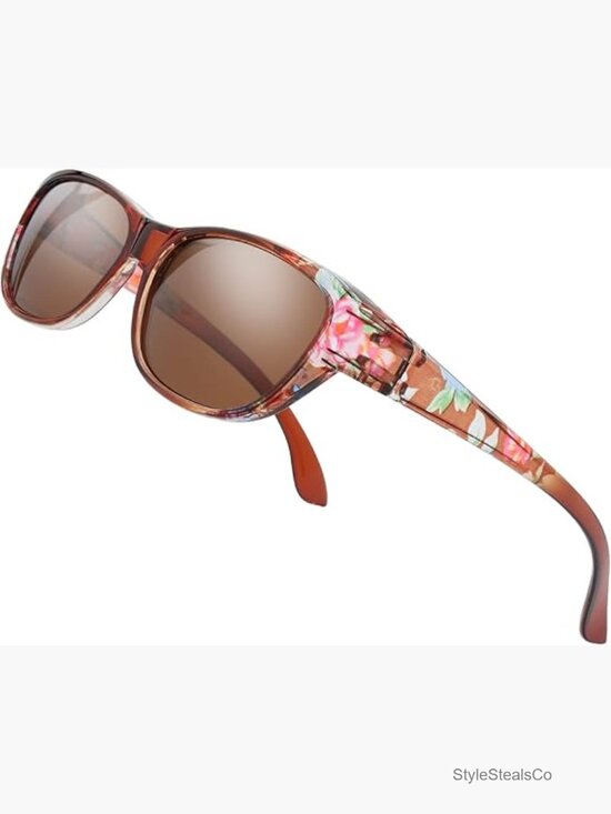 Polarized Wrap Around Shield Sunglasses with Leather Case main image 4